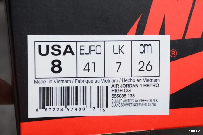 Cheap TBK OG High Retro Jordan 1 Clay Air 555088-135 Green 0627